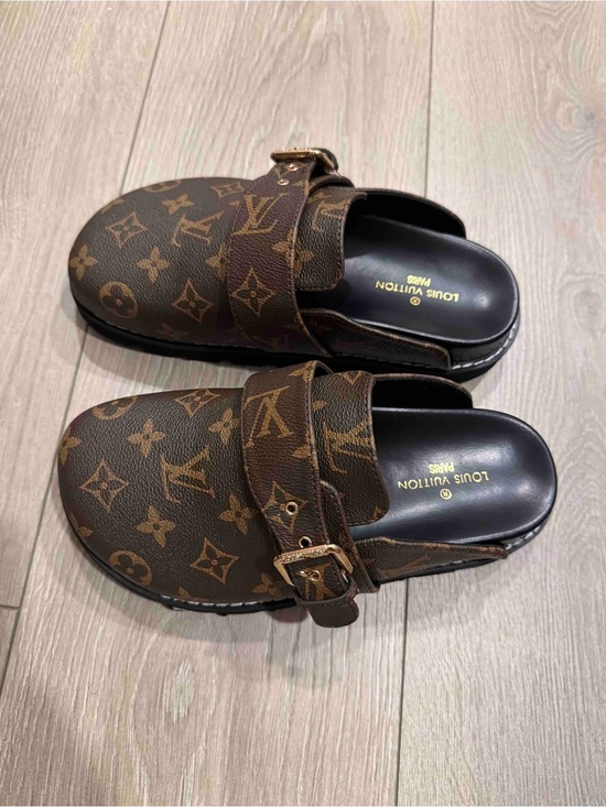 Louis Vuitton Shoes - Louis Vuitton Brown Monogram Buckle Slip-On Clogs